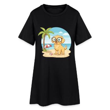 Vacances d’été sur la plage avec des lunettes - Robe T-shirt Femme - noir - Devant