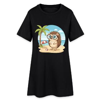 Chouchouette Dragonneau avec des lunettes vacances d’été sur la plage - Robe T-shirt Femme - noir - Devant