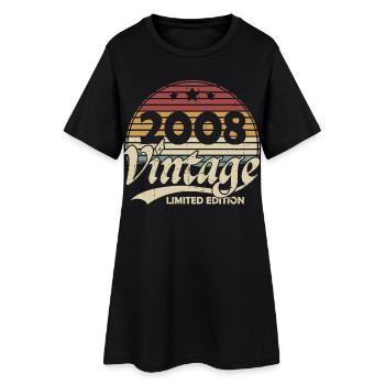 Jahrgang 2008 Vintage Geburtstagsgeschenk Retro - Frauen T-Shirt-Kleid - Schwarz - Vorne