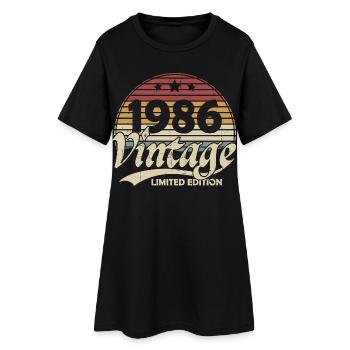 Cadeau d’anniversaire vintage 1986 rétro - Robe T-shirt Femme - noir - Devant