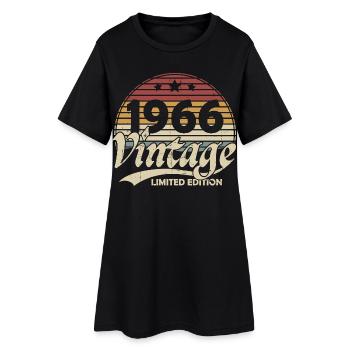 Jahrgang 1966 Vintage Geburtstagsgeschenk Retro - Frauen T-Shirt-Kleid - Schwarz - Vorne