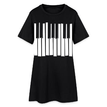 Motif de bandes de clavier piano - Robe T-shirt Femme - noir - Devant
