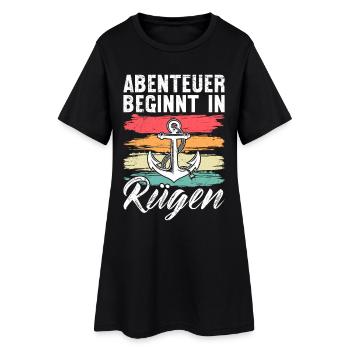 Mer Baltique L’AVENTURE COMMENCE À RÜGEN Rétro Drôle - Robe T-shirt Femme - noir - Devant