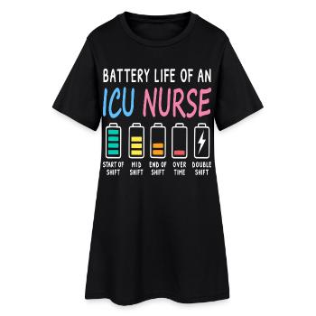 Niveau de batterie d’une infirmière en soins intensifs Humour - Robe T-shirt Femme - noir - Devant