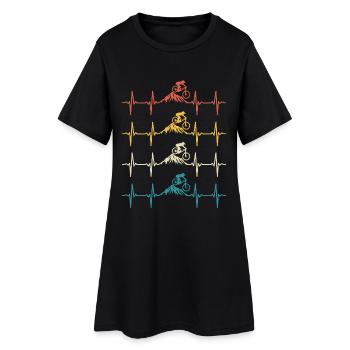 Mountain Bike Heartbeat Retro Mountain Bike - Women’s T-Shirt Dress - black - Front