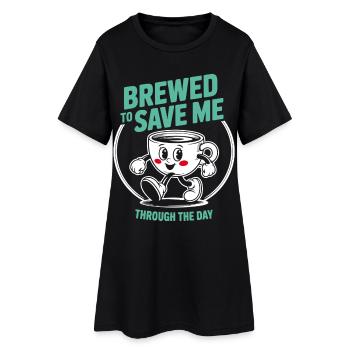 Kaffee rettet den Tag - Frauen T-Shirt-Kleid - Schwarz - Vorne