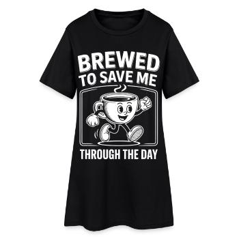 Kaffee rettet den Tag - Frauen T-Shirt-Kleid - Schwarz - Vorne