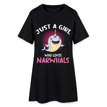 Juste une fille qui aime les narvals - Robe T-shirt Femme - noir - Devant