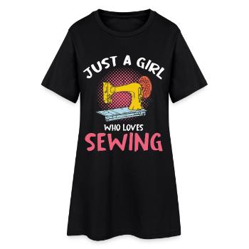 Only one girl loves sewing - Women’s T-Shirt Dress - black - Front