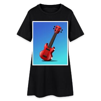 Cartoon Guitar Poster - Women’s T-Shirt Dress - black - Front