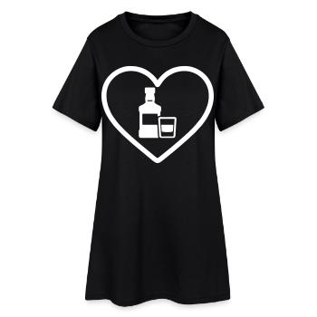Bouteille et verre de whisky Heart - Robe T-shirt Femme - noir - Devant