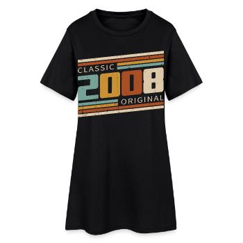 Original 2008 Vintage Vintage Birthday Retro - Women’s T-Shirt Dress - black - Front