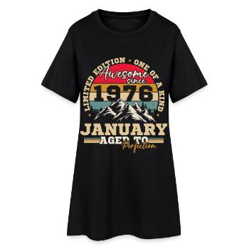 Janvier 1976 Vintage Rétro Cadeau D'anniversaire - Robe T-shirt Femme - noir - Devant