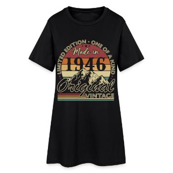 1946 Vintage Retro Birthday Gift - Women’s T-Shirt Dress - black - Front