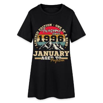 Januar 1996 Vintage-Retro-Geburtstagsgeschenk - Frauen T-Shirt-Kleid - Schwarz - Vorne