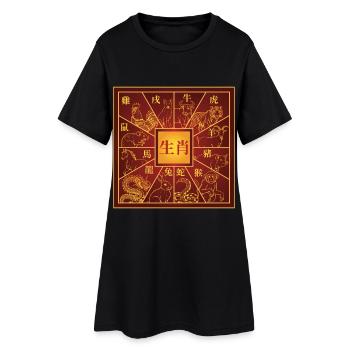 Signes du zodiaque chinois du Nouvel An chinois - Robe T-shirt Femme - noir - Devant
