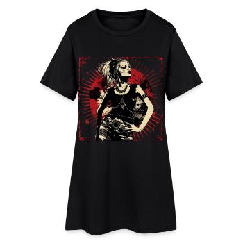 Femme rebelle dans le style grunge rock - Robe T-shirt Femme - noir - Devant