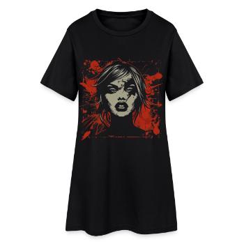 Visage féminin abstrait dans le style grunge - Robe T-shirt Femme - noir - Devant
