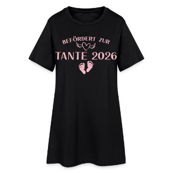 Babyparty 2026 Befördert zur Tante - Frauen T-Shirt-Kleid - Schwarz - Vorne