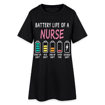 Niveau d’humour de type « batterie » d’un aidant - Robe T-shirt Femme - noir - Devant
