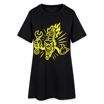 Bad Spark – Freche Zündkerze mit Schraubenschlüsse - Frauen T-Shirt-Kleid - Schwarz - Vorne