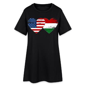 Drapeau USA-Hongrie Cœur utilisé - Robe T-shirt Femme - noir - Devant