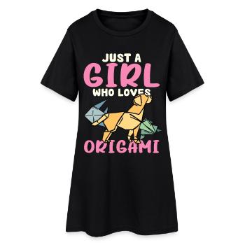 Une seule fille aime l’origami - Robe T-shirt Femme - noir - Devant