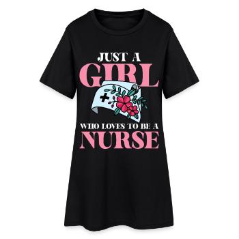 Juste une femme qui aime l’infirmière - Robe T-shirt Femme - noir - Devant