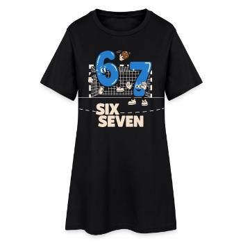 67 Six Seven meme Handball - Cadeau drôle - Robe T-shirt Femme - noir - Devant