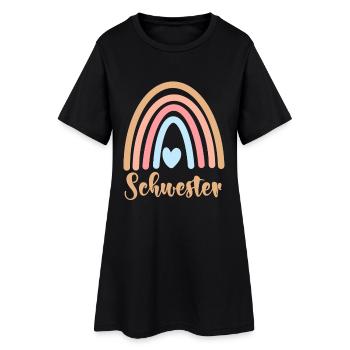 Schwester - Frauen T-Shirt-Kleid - Schwarz - Vorne