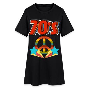 Retro 70s Peace Rainbow - Women’s T-Shirt Dress - black - Front