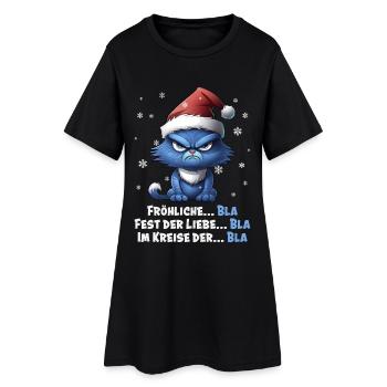 I Hate Christmas - Grumpy Blue Cat - Women’s T-Shirt Dress - black - Front