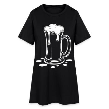 Fête en mousse de chopes de bière débordantes - Robe T-shirt Femme - noir - Devant