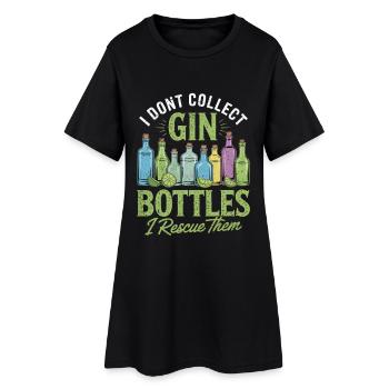 Gin, je ne collectionne pas les bouteilles de gin, je les sauve. - Robe T-shirt Femme - noir - Devant