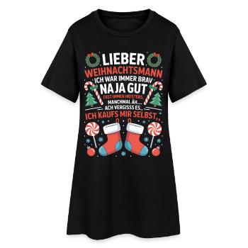 Dear Santa Claus shirt, I'll buy it myself - Women’s T-Shirt Dress - black - Front