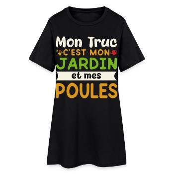 Mon jardin Mes poules humour jardinage jardinier - Robe T-shirt Femme - noir - Devant