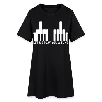 Klaviertasten Mittelfinger - Frauen T-Shirt-Kleid - Schwarz - Vorne