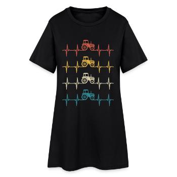 Tracteur retro heartbeat agriculteur - Robe T-shirt Femme - noir - Devant
