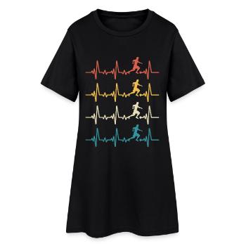 Retro Football Heartbeat-Fußballer - Frauen T-Shirt-Kleid - Schwarz - Vorne