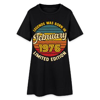 Légende Née en Février 1976 Anniversaire 50 ans  - Robe T-shirt Femme - noir - Devant