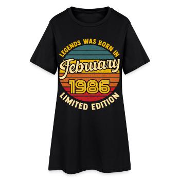 Légende Née en Février 1986 Anniversaire 40 ans  - Robe T-shirt Femme - noir - Devant