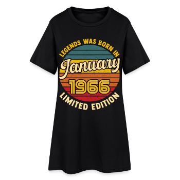 Légende Née en Janvier 1966 Anniversaire 60 ans  - Robe T-shirt Femme - noir - Devant