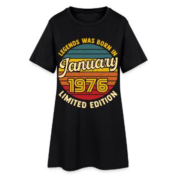 Légende Née en Janvier 1976 Anniversaire 50 ans  - Robe T-shirt Femme - noir - Devant
