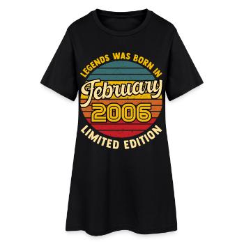 Légende Née en Février 2006 Anniversaire 20 ans  - Robe T-shirt Femme - noir - Devant