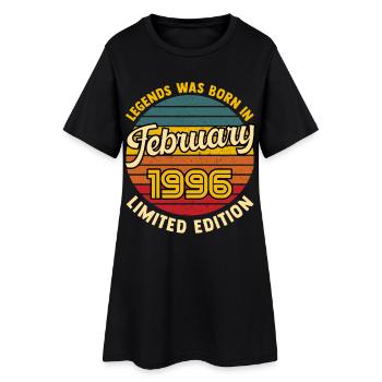 Légende Née en Février 1996 Anniversaire 30 ans  - Robe T-shirt Femme - noir - Devant