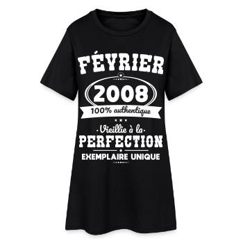18. Geburtstag – Februar 2008 Perfektion - Frauen T-Shirt-Kleid - Schwarz - Vorne