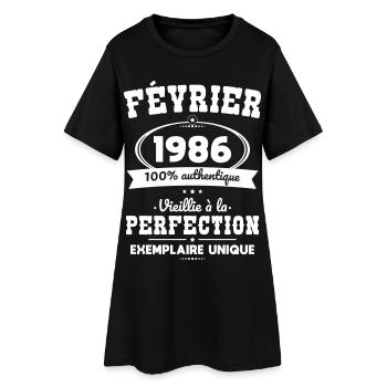 Anniversaire 40 ans - Février 1986 Perfection - Robe T-shirt Femme - noir - Devant