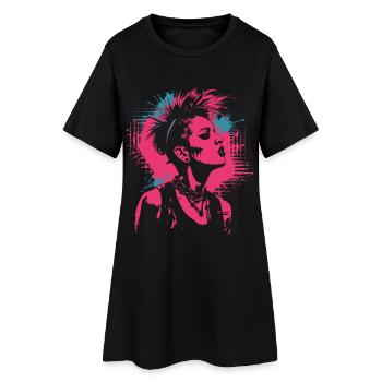Portrait Pop Art punk dans le style de rue - Robe T-shirt Femme - noir - Devant