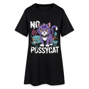 Rebellious Cat No Pussycat Design - Women’s T-Shirt Dress - black - Front