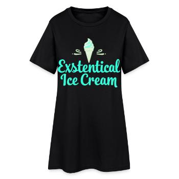 Existenzielle Eiscreme Lustiger Spruch Eis Waffel - Frauen T-Shirt-Kleid - Schwarz - Vorne